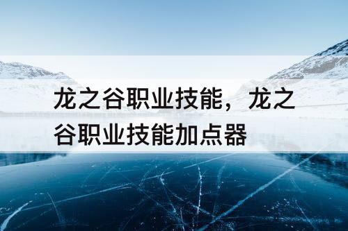 龙之谷职业技能,龙之谷职业技能加点器