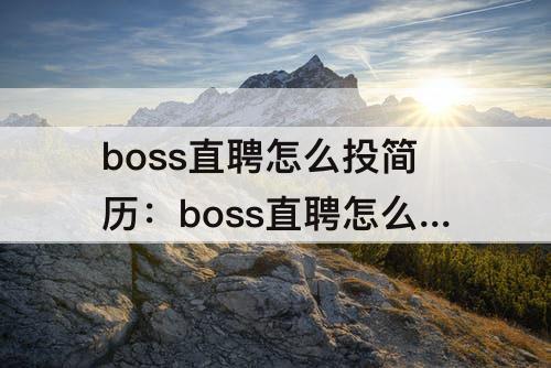 boss直聘怎么投简历:boss直聘怎么投简历附件