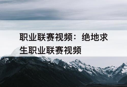 职业联赛视频:绝地求生职业联赛视频