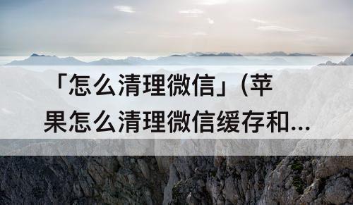 「怎么清理微信」(苹果怎么清理微信缓存和垃圾清理)
