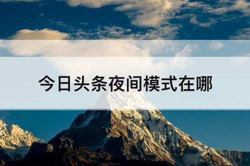 今日头条夜间模式在哪