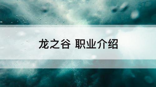 龙之谷 职业介绍
