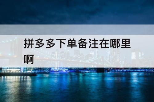 拼多多下单备注在哪里啊
