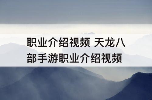 职业介绍视频 天龙八部手游职业介绍视频