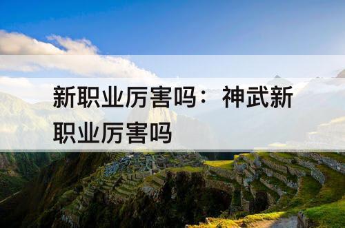 新职业厉害吗:神武新职业厉害吗