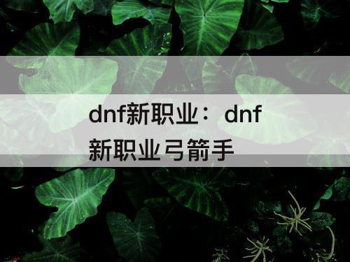 dnf新职业:dnf新职业弓箭手