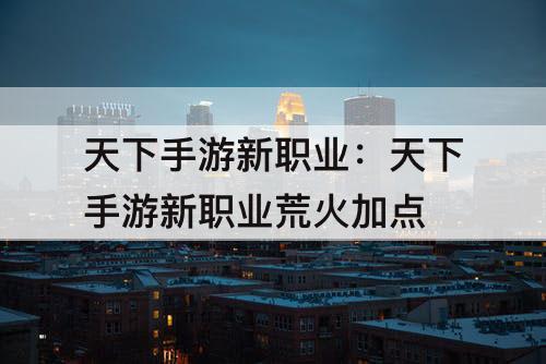 天下手游新职业:天下手游新职业荒火加点