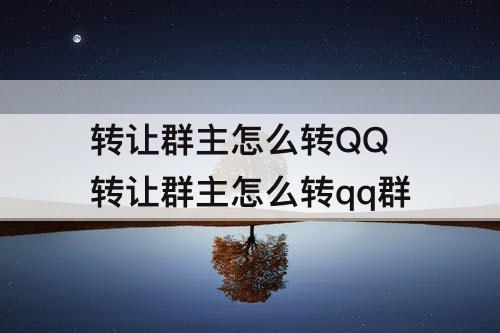 转让群主怎么转QQ 转让群主怎么转qq群