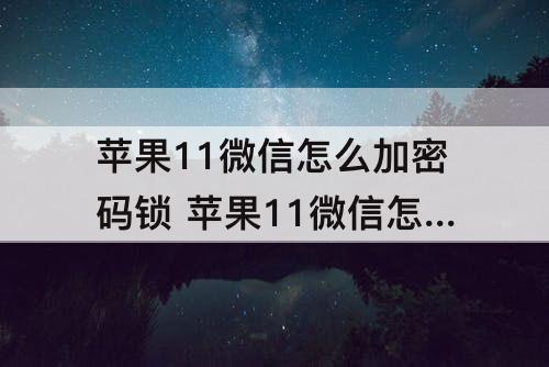苹果11微信怎么加密码锁 苹果11微信怎么加密码锁怎么用不了