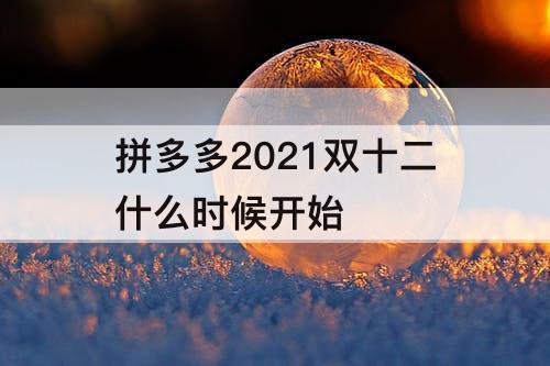 拼多多2021双十二什么时候开始