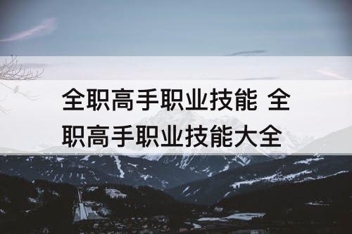 全职高手职业技能 全职高手职业技能大全