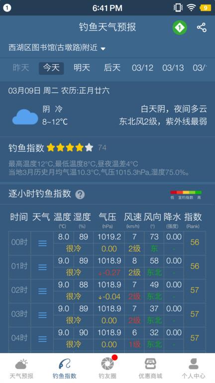 钓鱼天气预报手机版截图