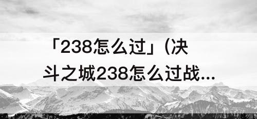 「238怎么过」(决斗之城238怎么过战士)