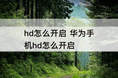 hd怎么开启 华为手机hd怎么开启