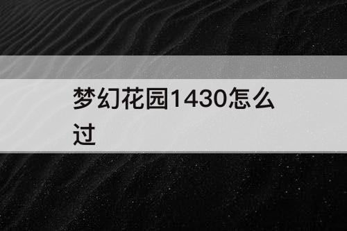 梦幻花园1430怎么过
