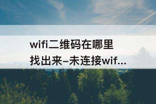 wifi二维码在哪里找出来-未连接wifi二维码在哪里找出来