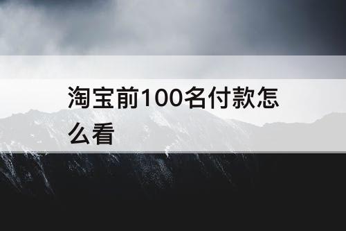 淘宝前100名付款怎么看