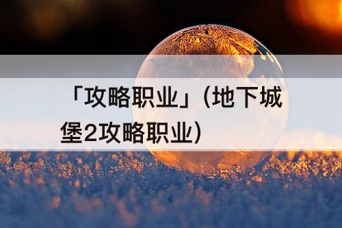 「攻略职业」(地下城堡2攻略职业)