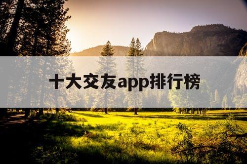 十大交友app排行榜