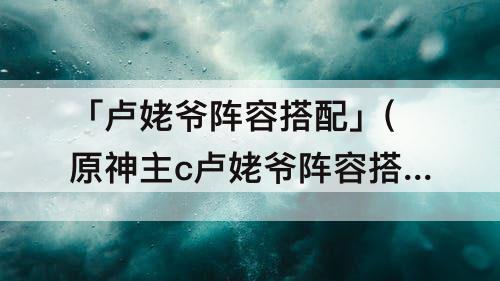 「卢姥爷阵容搭配」(原神主c卢姥爷阵容搭配)
