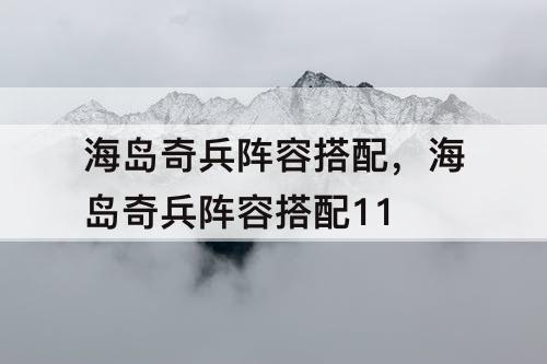海岛奇兵阵容搭配，海岛奇兵阵容搭配11
