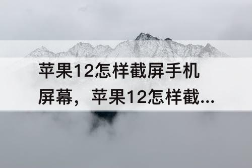 苹果12怎样截屏手机屏幕，苹果12怎样截屏手机屏幕可以背面