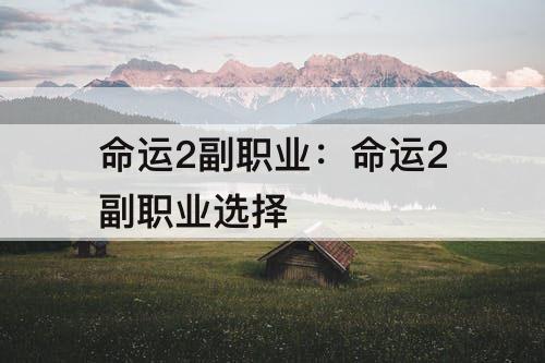 命运2副职业：命运2副职业选择