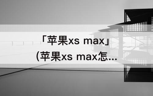 「苹果xs max」(苹果xs max怎么设置闹铃声)