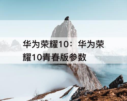 华为荣耀10：华为荣耀10青春版参数