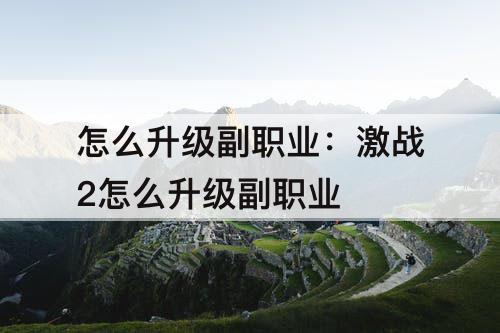 怎么升级副职业：激战2怎么升级副职业