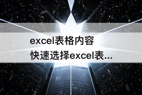 excel表格内容 快速选择excel表格内容