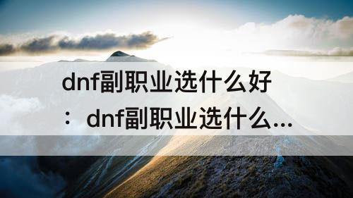 dnf副职业选什么好：dnf副职业选什么好100级