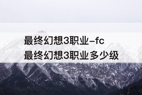 最终幻想3职业-fc最终幻想3职业多少级