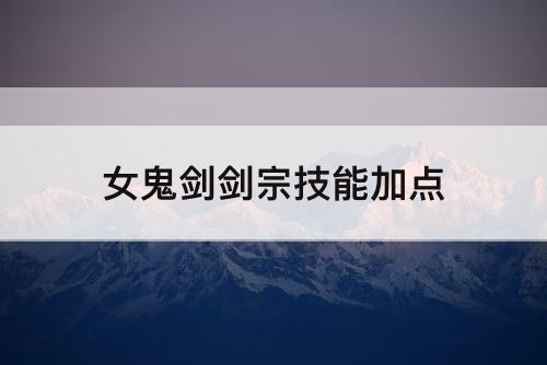 女鬼剑剑宗技能加点
