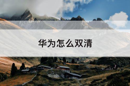 华为怎么双清