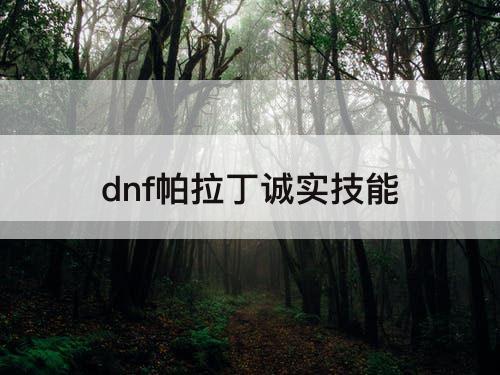 dnf帕拉丁诚实技能
