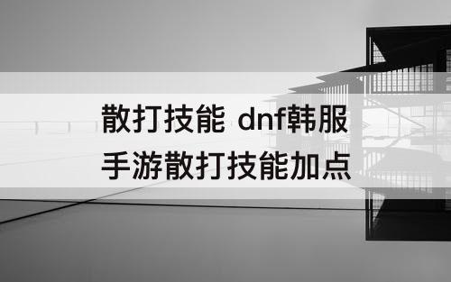 散打技能 dnf韩服手游散打技能加点