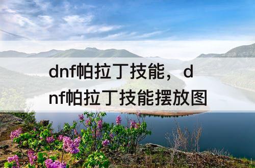 dnf帕拉丁技能，dnf帕拉丁技能摆放图