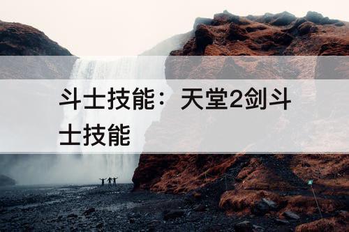 斗士技能：天堂2剑斗士技能