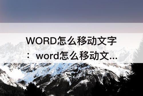WORD怎么移动文字：word怎么移动文字段落