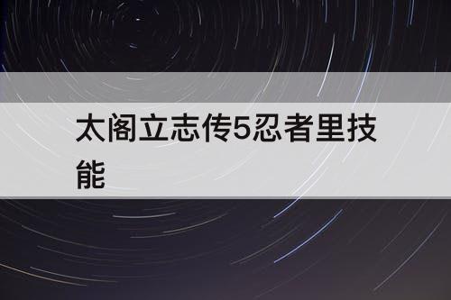 太阁立志传5忍者里技能