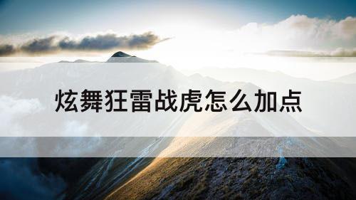 炫舞狂雷战虎怎么加点