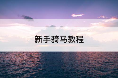 新手骑马教程