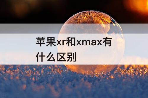 苹果xr和xmax有什么区别