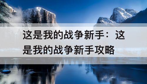 这是我的战争新手：这是我的战争新手攻略