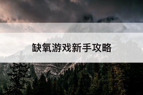 缺氧游戏新手攻略