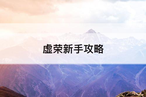 虚荣新手攻略