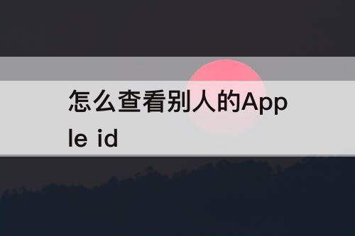 怎么查看别人的Apple id