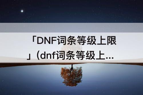 「DNF词条等级上限」(dnf词条等级上限提升)