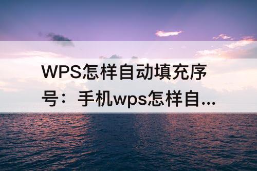 WPS怎样自动填充序号：手机wps怎样自动填充序号